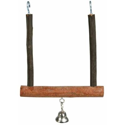 Trixie - Balan&ccedil;oire avec cloche, en bois d'&eacute;corce 12 &times; 15 cm