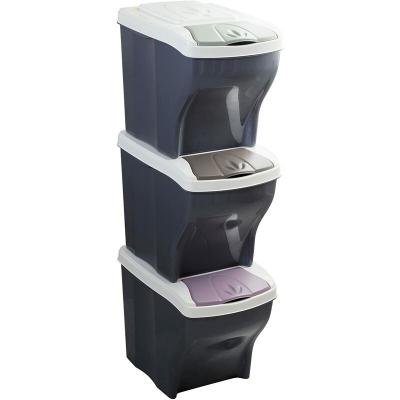 Lot de 3 poubelles tris - 60 l - coloris al&eacute;atoire