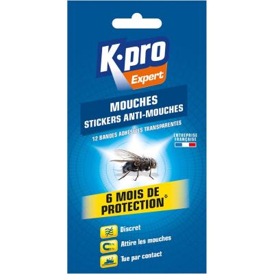 K.pro - bandes adh&eacute;sives anti-mouches transparentes X12