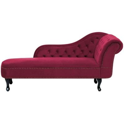 Beliani - M&eacute;ridienne Chesterfield c&ocirc;t&eacute; droit en velours rouge NIMES