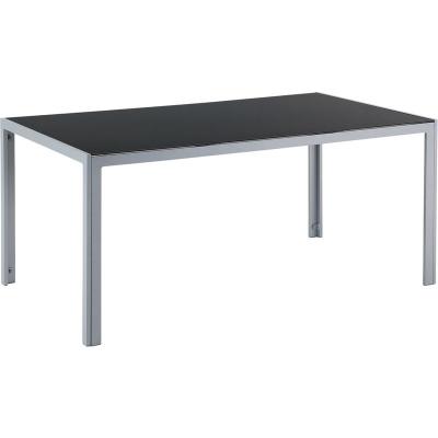 Table De Jardin 160 X 90 Cm En Aluminium Et Verre Noire Catania