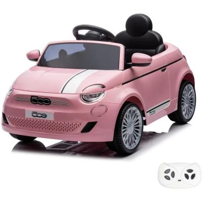 Voiture &eacute;lectrique pour enfants - Fiat 500e - Rose - 4 roues - Batterie 6V