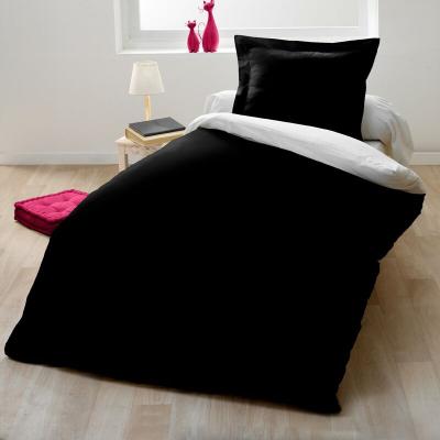 Bicolore Parure de couette 100% coton - Noir - 140x200 cm - Noir