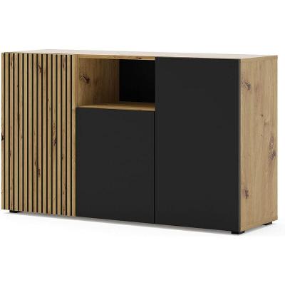 Bim Furniture Commode Auris 3D Buffet 135 cm ch&ecirc;ne artisan / noir mat