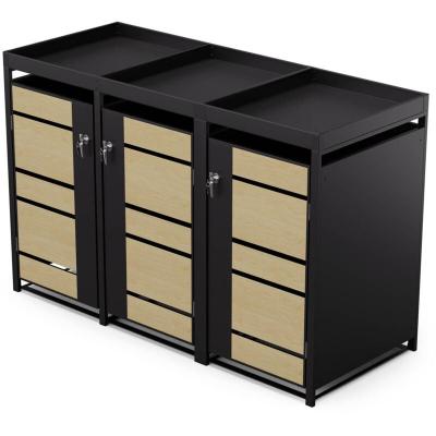 BinSafe conteneur &agrave; poubelle 3 poubelles 240 L r&eacute;sistante aux intemp&eacute;ries verrouillable