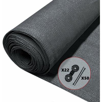Brise vue occultant en hdpe 150g/m&sup2; 1.8x10m avec attaches de fixation anthracite