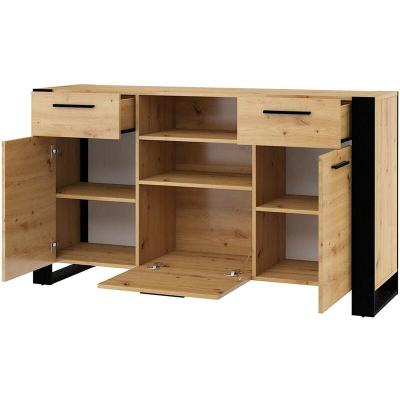 Bim Furniture Commode Nuka C 155 cm Buffet haut en ch&ecirc;ne artisan noir