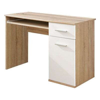 Bureau enfant, Ado avec &eacute;tag&egrave;re coulissante, 1 porte et un tiroir collection denver - Marron - Bois