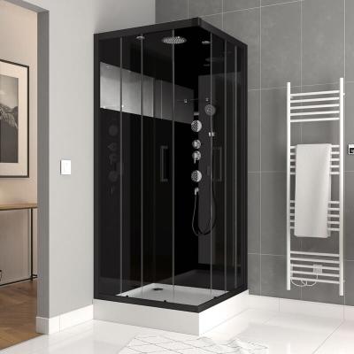 Cabine de douche hydromassante carr&eacute;e noir Galedo Mirror 90 x 90 cm