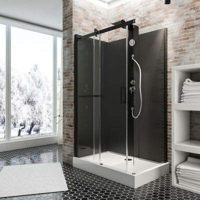 Cabine de douche int&eacute;grale Korsika noire Schulte 120 x 80 cm ouverture gauche
