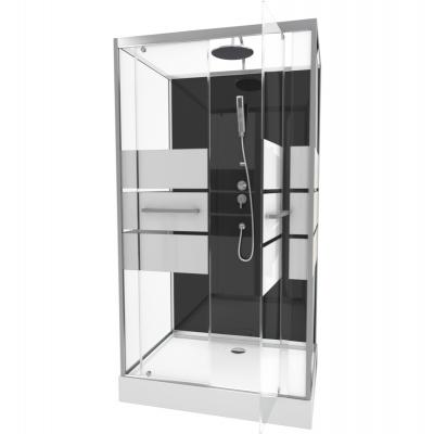 Cabine de douche avec portes s&eacute;rigraphi&eacute;es - Gris - 110 x 80 x 235 cm