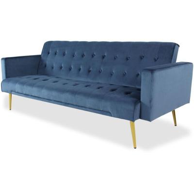 Cotecosy - Canap&eacute; convertible clic-clac Justy Velours Bleu - Bleu