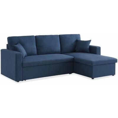 Canap&eacute; d'angle convertible 3 places en tissu bleu