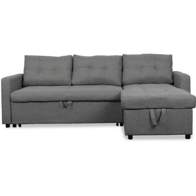 Canap&eacute; d'angle convertible toledo tissu gris 