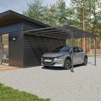 Carport adoss&eacute; aluminium Trigano - Mistral Wall - 15 m&sup2; - Gris