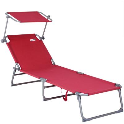 Transat de jardin orange pliable pare-soleil