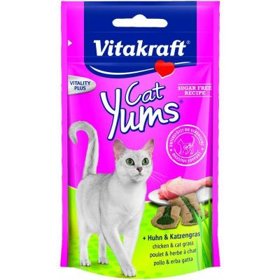 VITAKRAFT Cat Yums - Bouch&eacute;es moelleuses au poulet et &agrave; l'herbe &agrave; chat