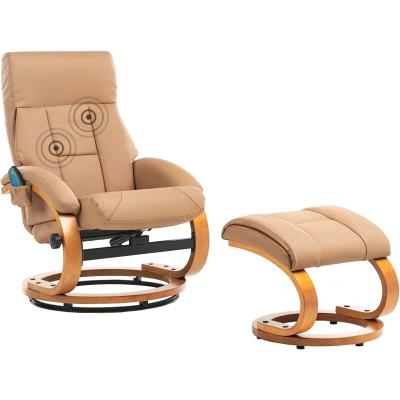 Fauteuil massant et chauffant en cuir pu beige force 85298 