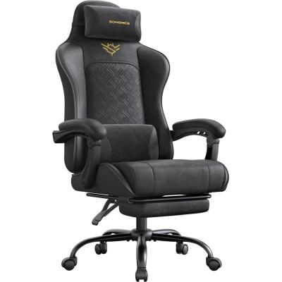 Chaise Gaming - SONGMICS - Ergonomique - Repose-Pieds - Noir dEncre