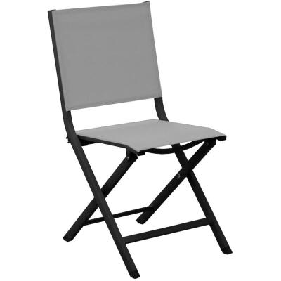 Chaise de jardin en aluminium Proloisirs Thema graphite et gris clair