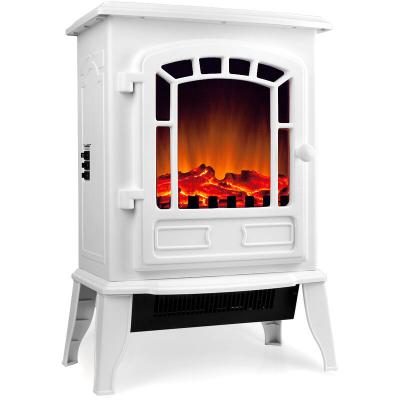 Chemin&eacute;e &eacute;lectrique avec chauffage et effet feu de chemin&eacute;e - Blanc