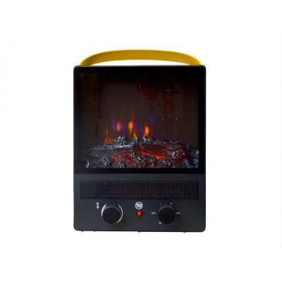 Purline - Chemin&eacute;e &eacute;lectrique portable en acier noir et pieds - Noir