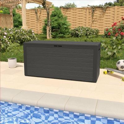 Coffre de jardin 120x46x57cm effet bois rangement