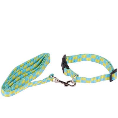 Collier Laisse Pour Chien - Taille L - Bleu Et Jaune