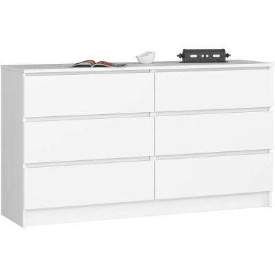 Akord - Commode K140 Blanche 138 cm 6 tiroirs fa&ccedil;ade Blanche 138x40x77 cm