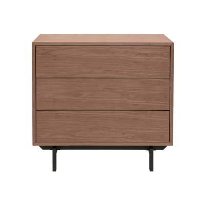 Miliboo - Commode vintage 3 tiroirs noyer et m&eacute;tal L80.5 cm MANNY