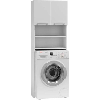COMO - Meuble pour machine &agrave; laver - 64x183x30cm - Rangement blanc