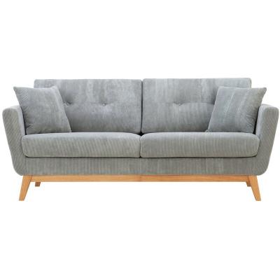 Canap&eacute; scandinave 3 places velours c&ocirc;tel&eacute; gris clair hoga - Gris