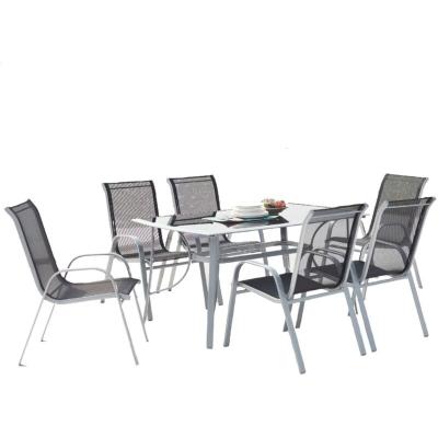 Alassio 6 : Ensemble table en aluminium + 6 chaises en acier