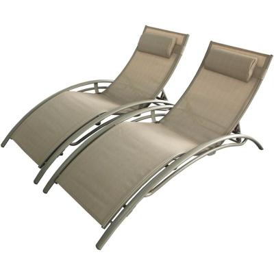 Transat ajustable et empilable avec pieds en acier capuccino