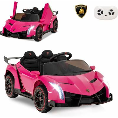 Costway12V Lamborghini Voiture Electrique Enfants avec T&eacute;l&eacute;commande 2,4G Rose