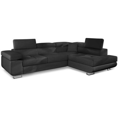 Canap&eacute; d'angle droit convertible simili cuir noir Marka 275 cm