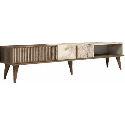 Wooden Art Meuble TV Milan noyer/blanc - 180x40x35 cm T.U
