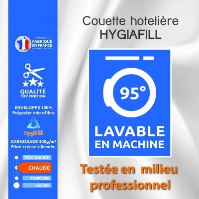 Couette Hoteli&egrave;re Hygiafill 220 x 240 cm pour lit 2 places 140 x 190 cm &agrave; 160 x 200 cm