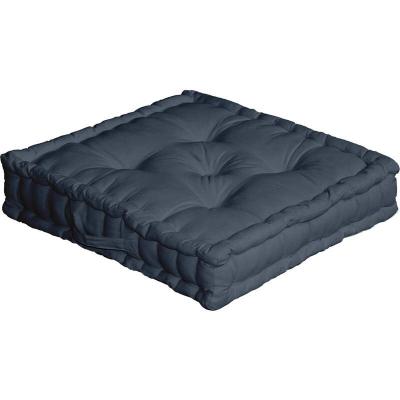 Coussin de sol uni en pur coton - Gris Fonc&eacute; - 50 x 50 x 10 cm