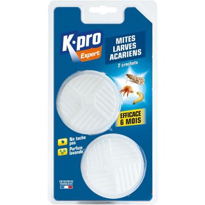 Insecticide 2 crochets anti-mites - sp&eacute;cial penderie - lot de 2