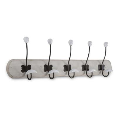 Patere portemanteau bois ceruse blanc 10