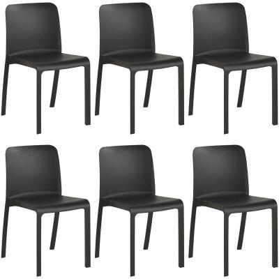 Pack de 6 chaises design en r&eacute;sine recycl&eacute;e anthracite