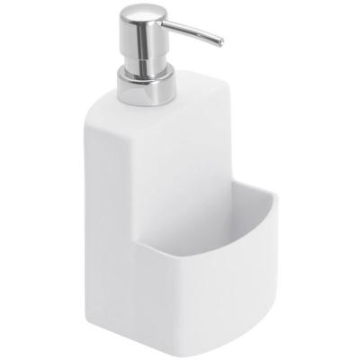 Distributeur rechargeable de liquide vaisselle avec porte &eacute;ponge Wenko blanc