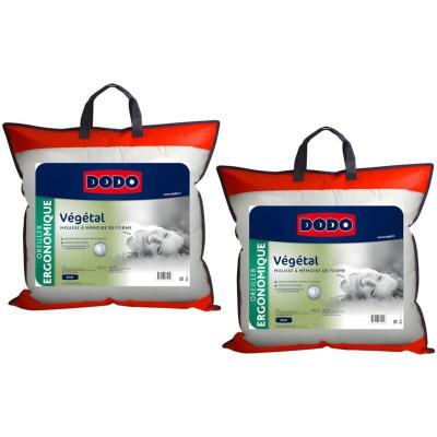 Lot de 2 oreillers ergonomiques &agrave; m&eacute;moire de forme - 60x60 cm - VEGETAL