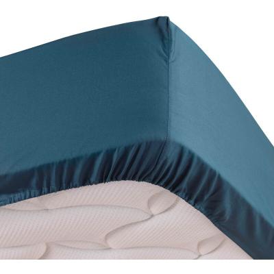 Drap housse bleu 140 x 190 cm en percale bonnet 30 cm