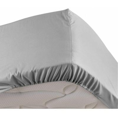 Drap housse gris 180 x 200 cm en percale bonnet de 30 cm