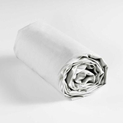 Drap housse 1 personne 90 x 190 cm uni 57 fils lina Blanche
