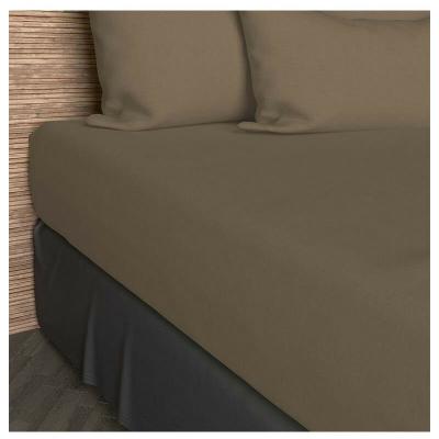 Soleil d'Ocre 92S422 Drap Housse Coton 57 Fils Uni Taupe 140 x 190 cm