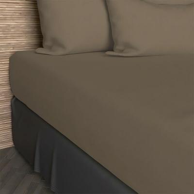 Drap housse 90x190 cm en coton 57 Fils Soleil D'ocre taupe - Taupe