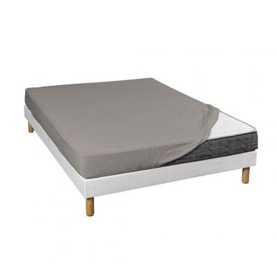 Drap housse gris jersey coton Lycra Tencel 140x190 &agrave; 160x220 - Gris